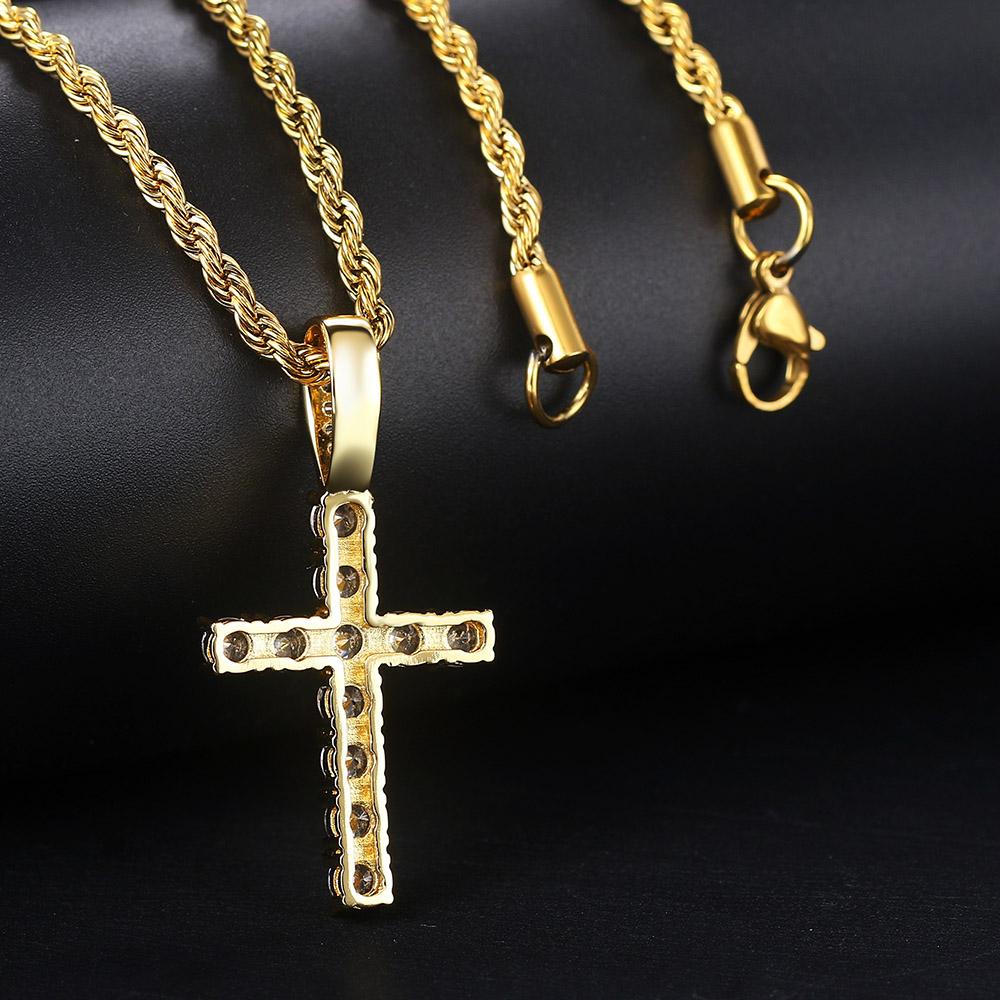 Hiphop Cross Pendant Necklace For Women Jewelry Female Statement Men Iced Out Chain Gold Color Homme Jewellery HP003