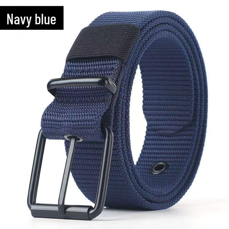 Men's Multi-Hole Military Canvas Leather Belt - Pin Buckle for Jeans & Work