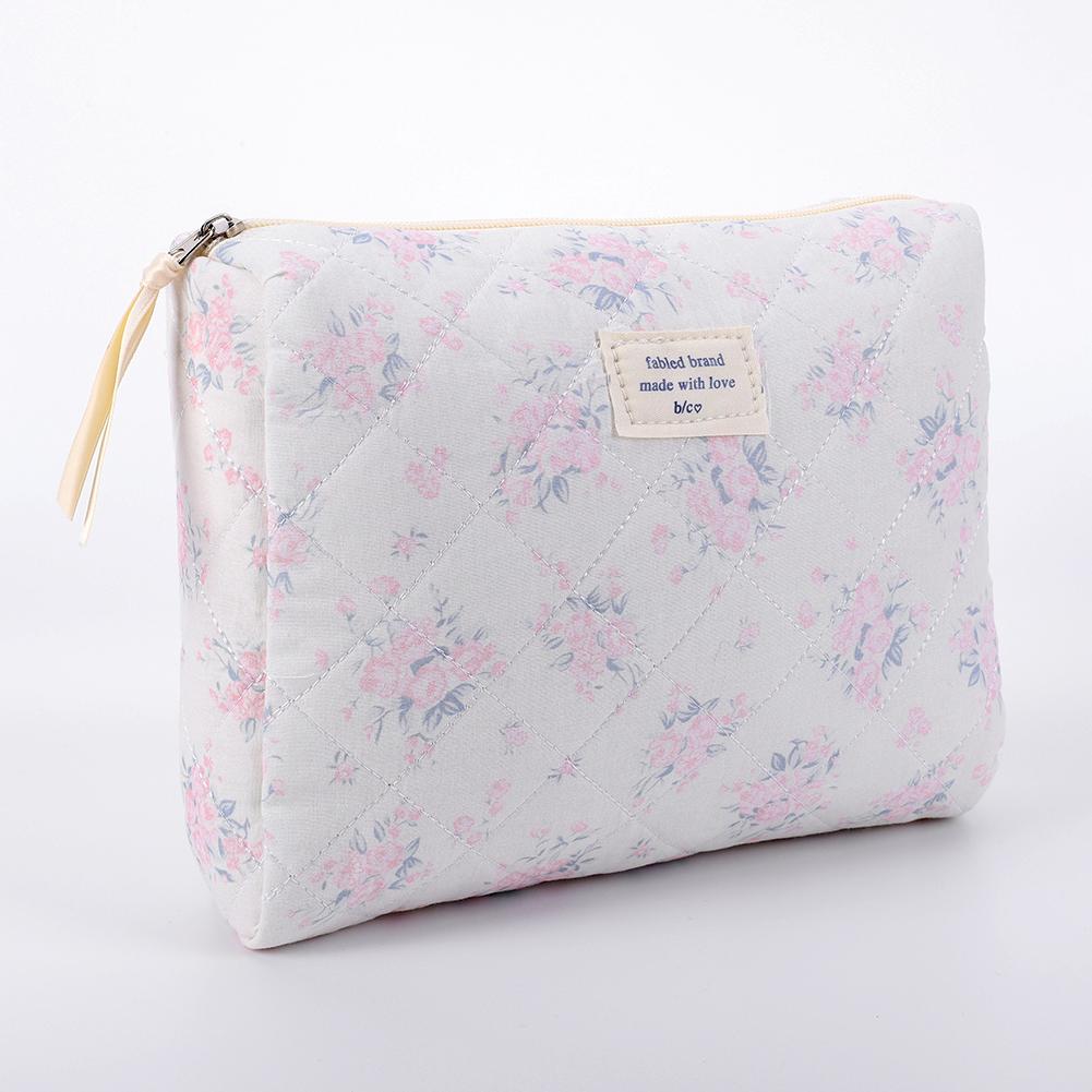 Women Lady Makeup Bag Purse Lightweight Quilted Checkered Makeup Bag Toiletry Zipper Storage Pouch for Cosmetics Makeup Brushes