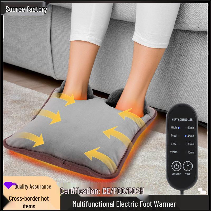 Multi-functional Electric Heating Pad: Foot, Hand, and Belly Warmer with 4-Level Temperature and Timing Control