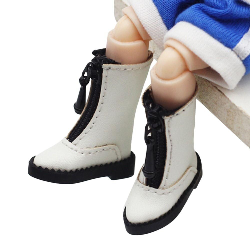Obitsu11 Shoes Fashion Leather Boots Spike Toe Handmade Cowhide Dolls Shoes for 1/11 OB11 GSCbody9 Dolls Accessories Kids Toys