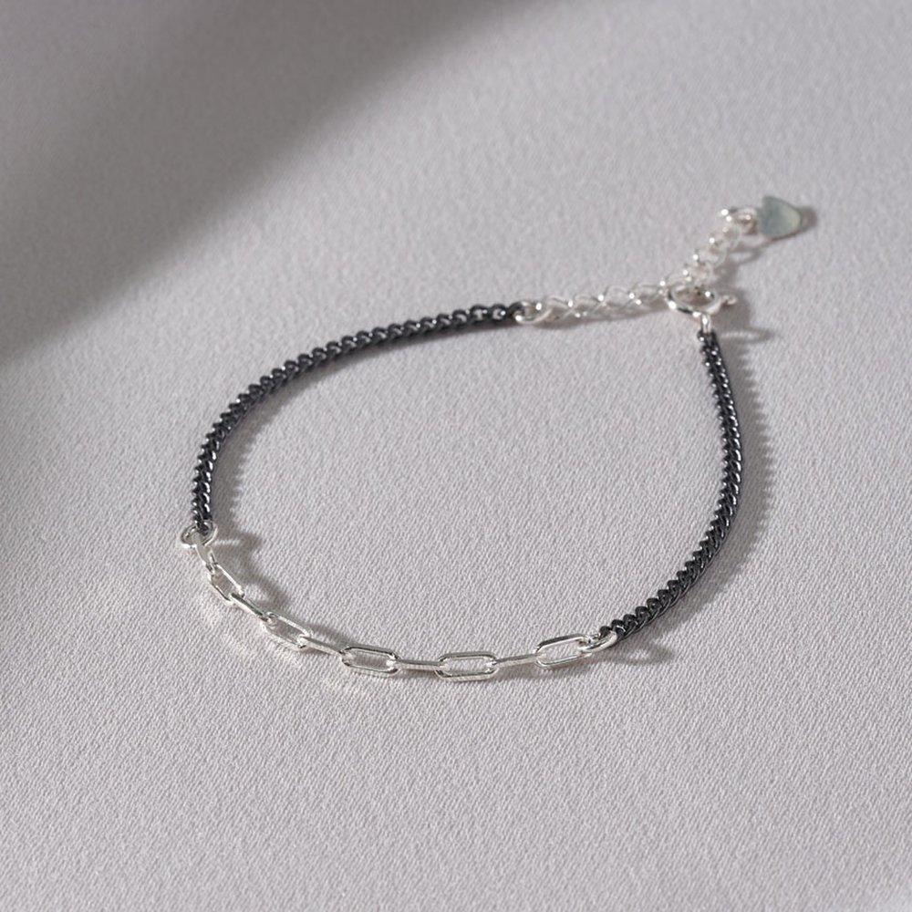 Mimi.J Jewelry 925 Silver Black Point Chain Bracelet
