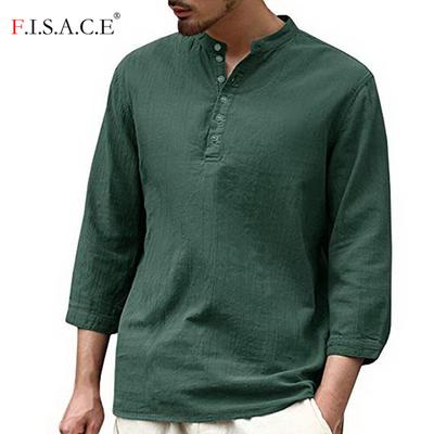 Mens Long Sleeve Henley Shirt Beach Yoga Loose Fit Henleys Tops