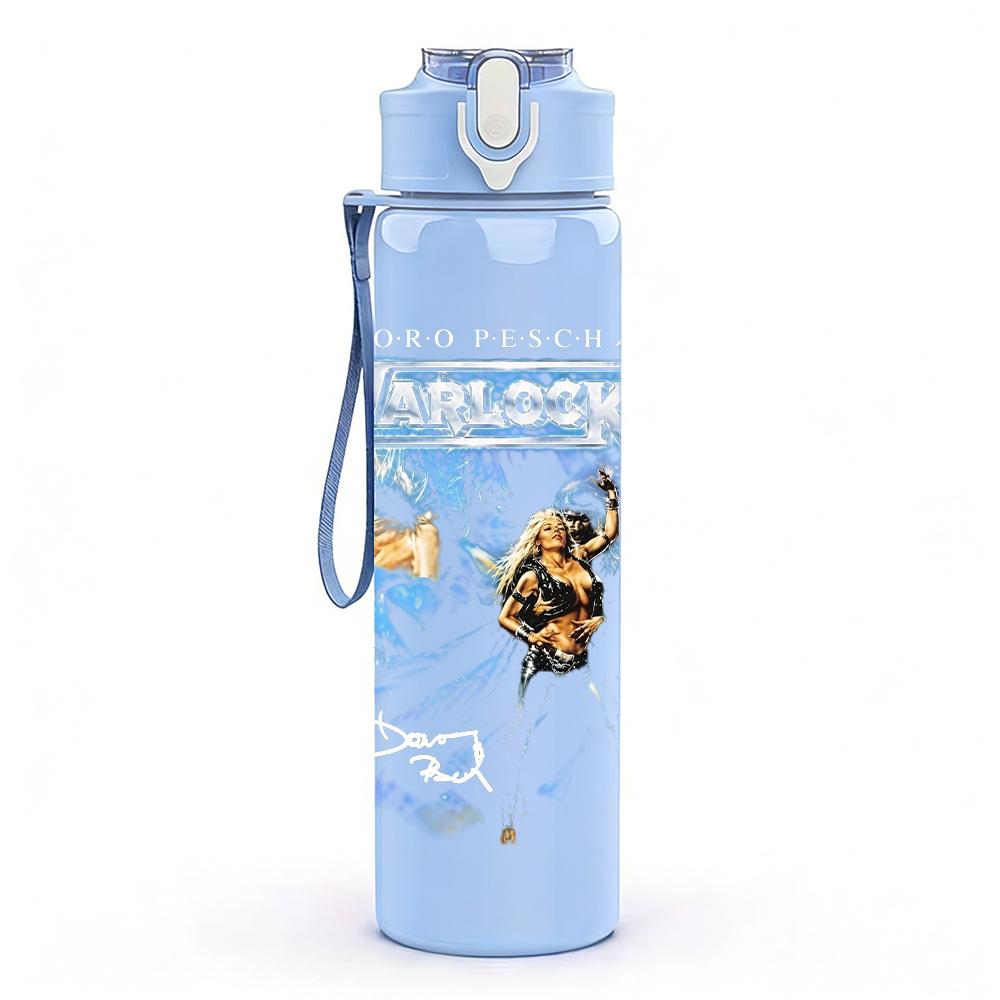 1PC Snow mountain frozen landscape print 750ml colorful plastic sports water bottle leakproof pop up lid with straw for outdoor work home use