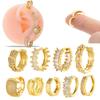 Zirconia Hoop Earrings For Women Copper Inlaid Rhinestone Circle Pierce Stud