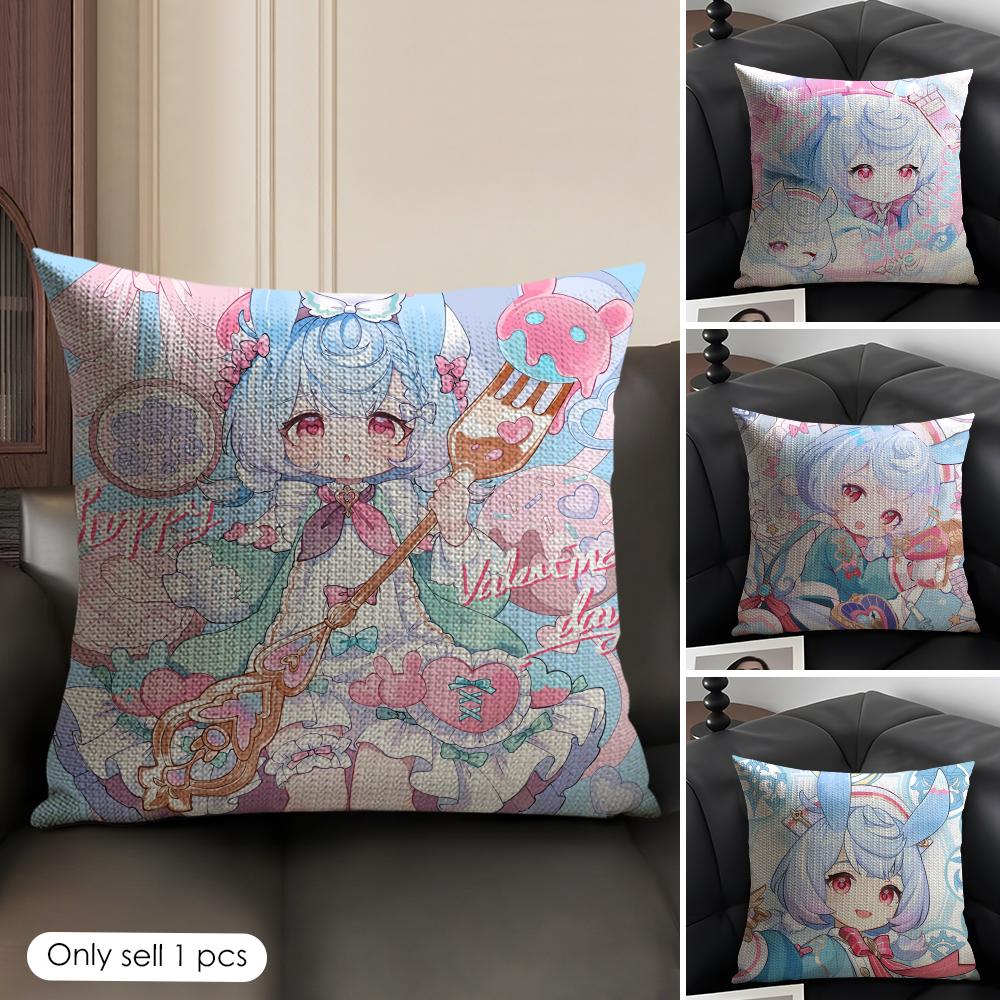 Sigewinne Genshin Impact Cushion Cover Natural Linen Organic Fabric DoubleSided Printing Sofa Home Decor Gift Pillow Case
