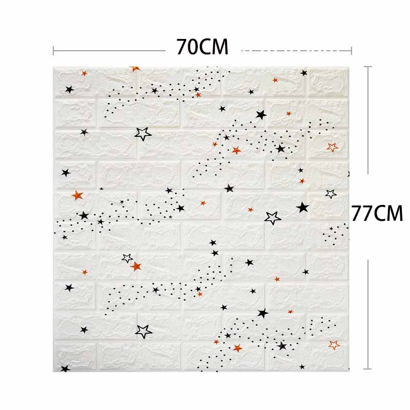 70*77cm 3D Self-Adhesive Waterproof Printed Brick-Pattern Wallpaper Living Room Bedroom Decor Removable Wall Sticker DIY Wall Covering