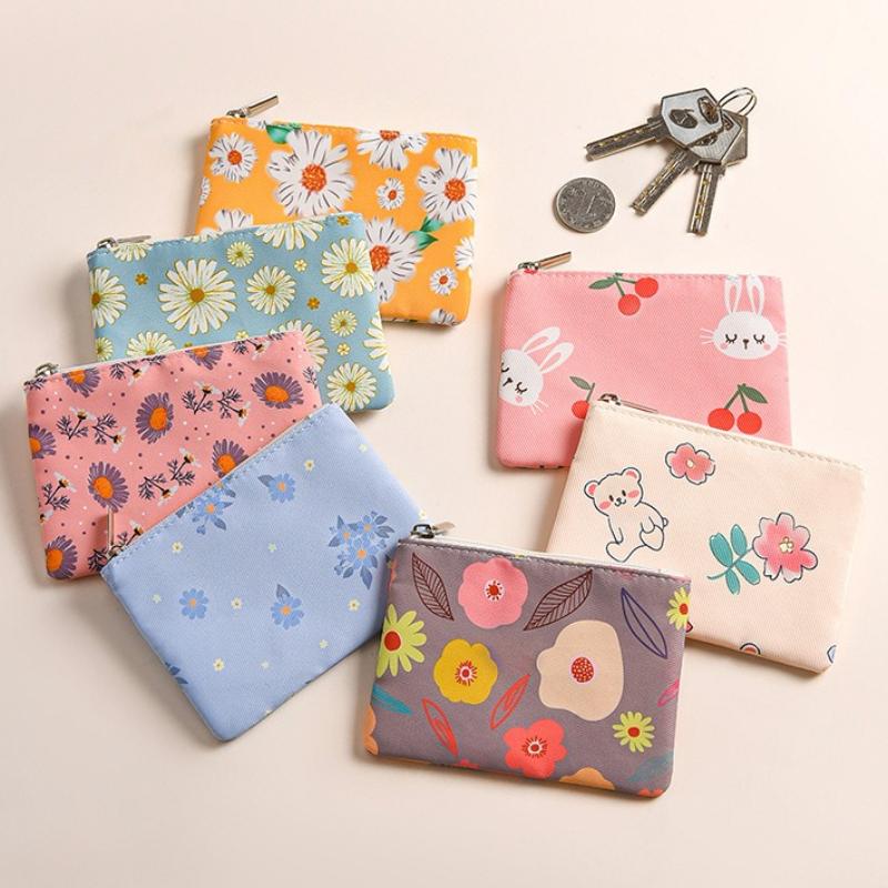 Mini Zipper Coin Purses Canvas Coin Wallet Lady Girls Earphone Coin Key Money Storage Bag Short Pouch Student Card Holder