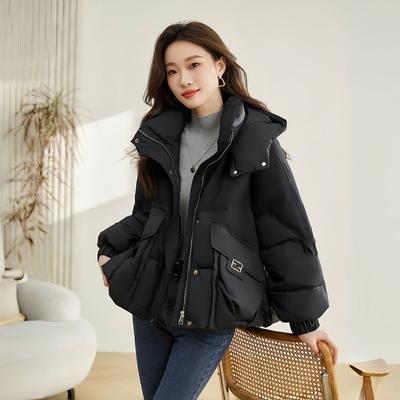 New Women's Winter Small Short Cotton Clothes Hooded Loose Cotton Clothes Thickened Warm Jacket