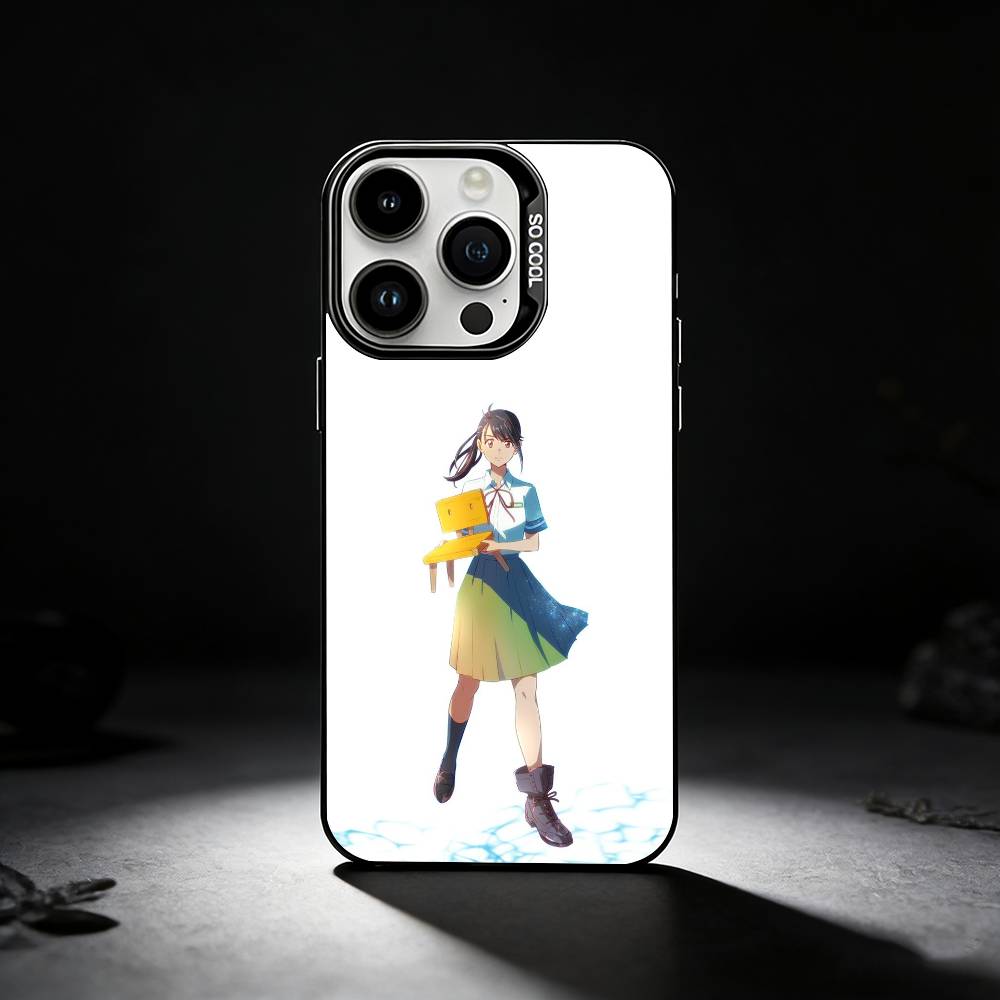 A-Anime S-Suzume Phone Case For iPhone 17,16,15,14,13,12,11 Plus,Pro Max,XS,Colored Silver Phone Case
