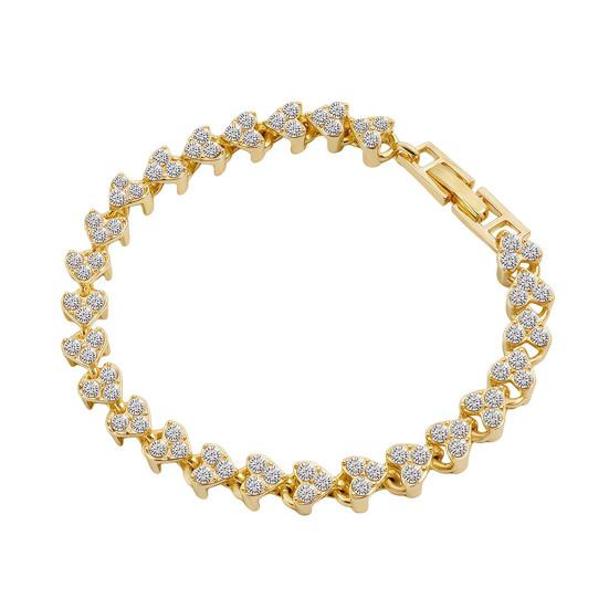 Women Bracelet Heart Shape Sparkling Rhinestones Inlaid Wristband Waterproof Casual Wear Bracelet Wrist Accessory