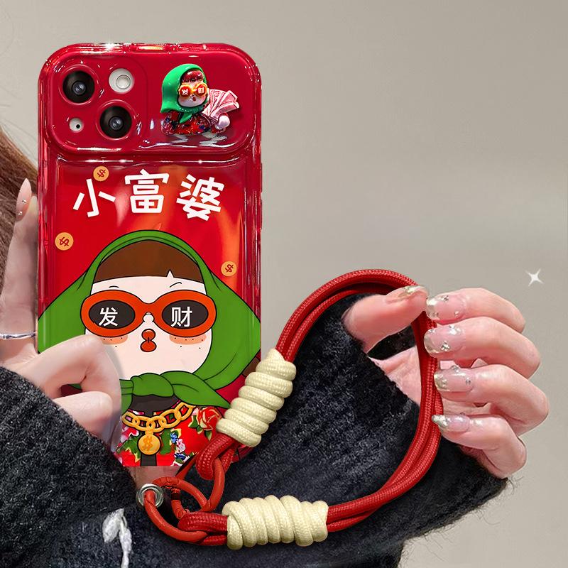 East Rich Woman Doll Lanyard Suitable for Apple 16 Mobile Phone Case 15 Funny Transparent 14 Flip Mirror 13/12/11