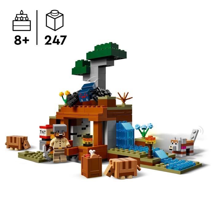 LEGO Minecraft 21269 L’expédition Dans La Mine Du Tatou - Jeu De Construction Pour Garçon