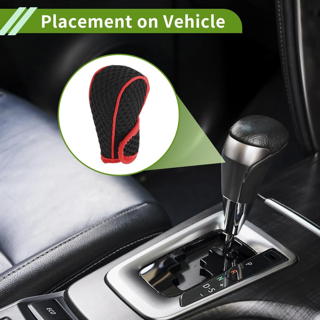 HOPESPANNER Universal Gear Shift Knob Cover Stick Shift Steering Wheel Protector Automotive Fabric 1PCS Anti-Slip Black