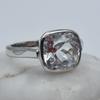 Natural White Sapphire Square Cushion Cut Silver Ring 22.60 Ct certified AR-3135-Sa