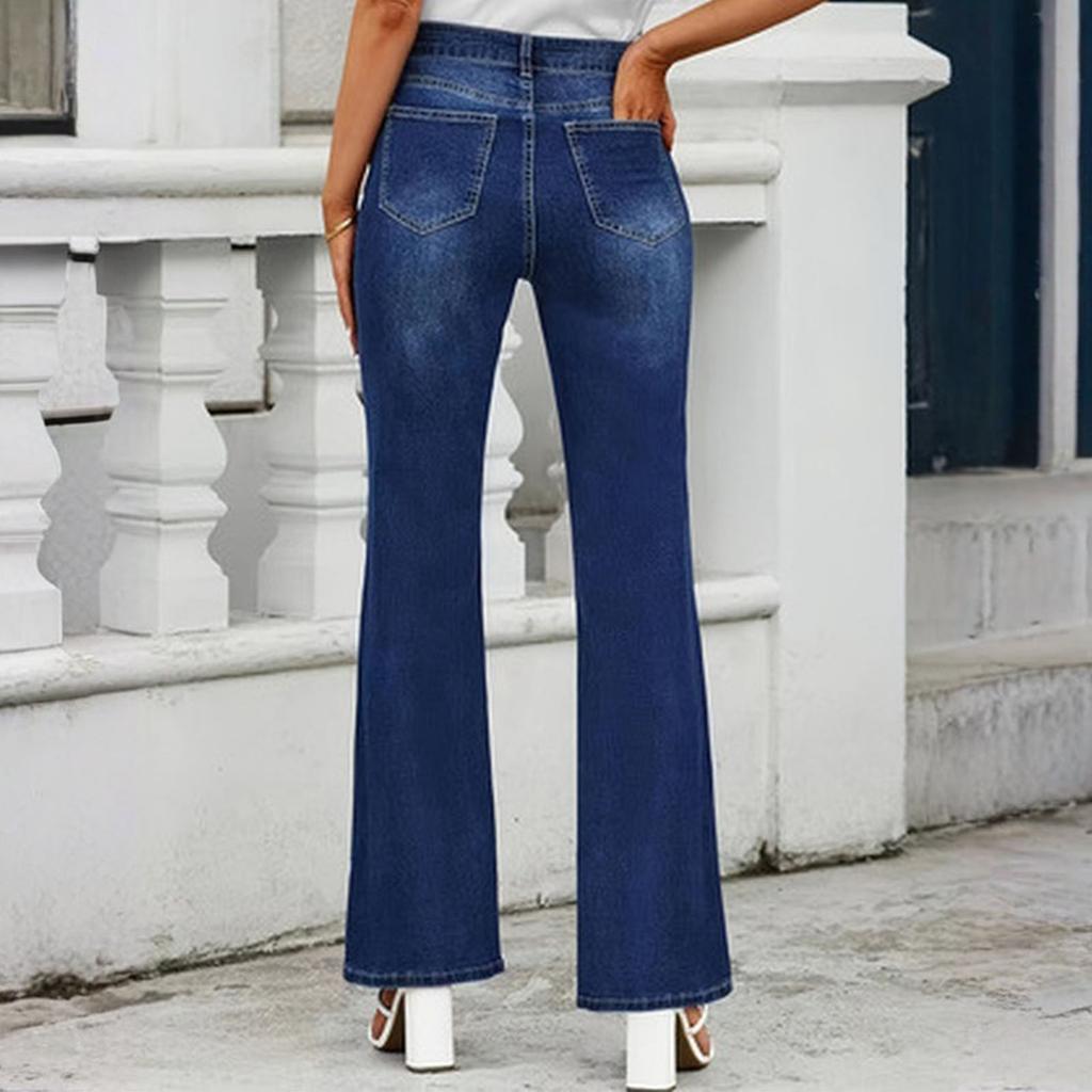 Women's Fashion Trend Slim Front Slit Wide Leg Stretch Jeans