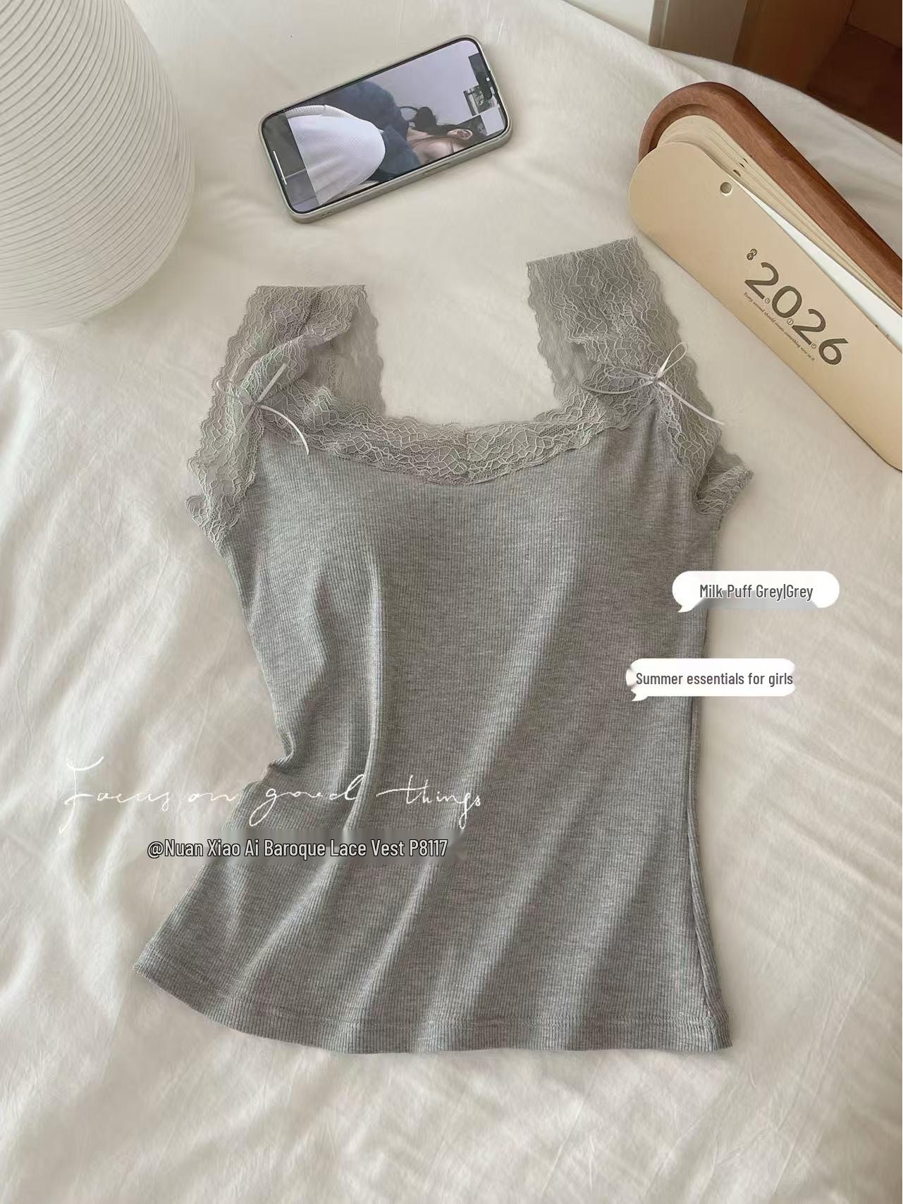 

NuanXiaoAi® Pure Desire Lace Trim Camisole: Women s Slim Fit Sexy One-Piece Lingerie Top One Size 80-130 jin
