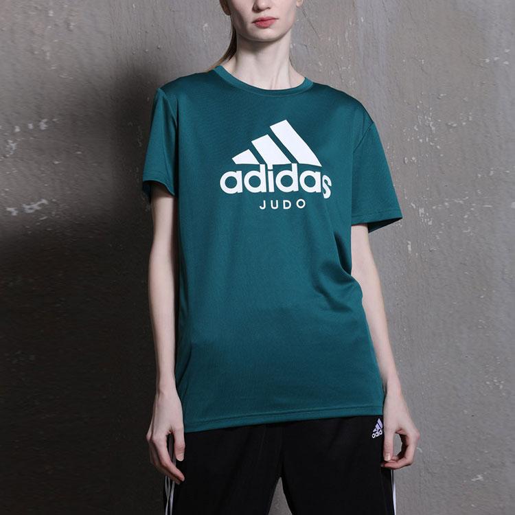 Adidas Large Logo Print American Vintage Sports Breathable Quick-Dry Stretch Round Neck Short Sleeve T-Shirt Unisex Tops Green White ADICTJ-GRW