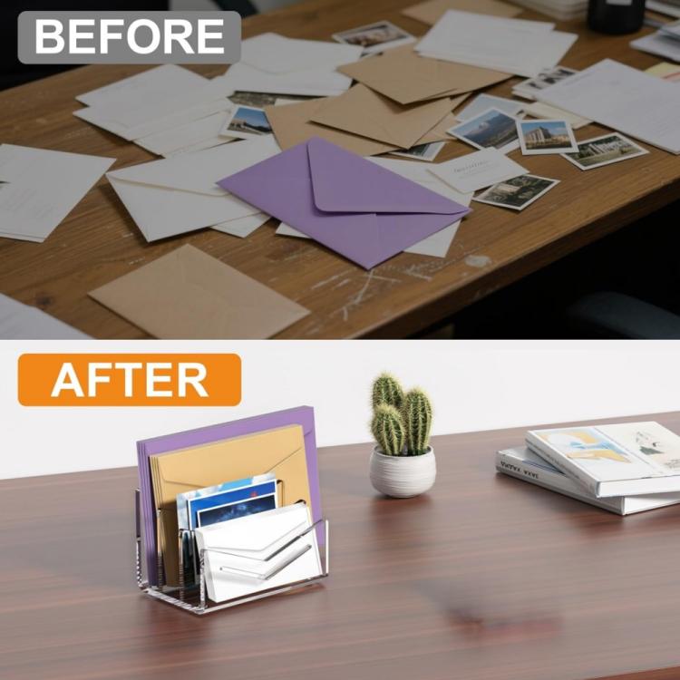 Acrylic 3-layer Letter Organizer/Card Sorting Clip for Home and Office Use