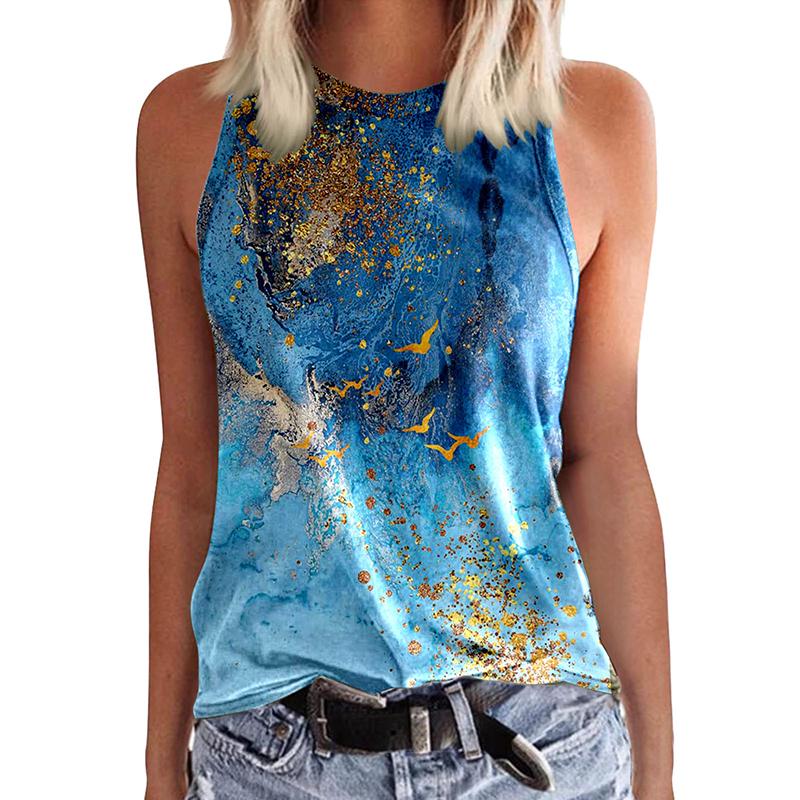 Damen Butterfly 3D-Druck ärmelloses T-Shirt, Y2K Retro Streetwear, Rundhals Tanktop, schulterfrei, ärmelloses T-Shirt für Damen