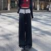 Petite Gray Lace Panel Polka Dot Loose Wide-Leg Sweatpants for Women