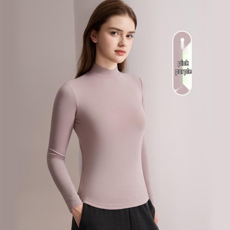 

Модальный кашемир шелк водолазка с длинным рукавом термотоп для женщин - Универсальная осенне-зимняя одежда XL (130-145 jin)