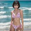 Women's Printed Halter Bikini Set: Three-Piece Lingerie Swimwear, Strappy Milk Silk Design