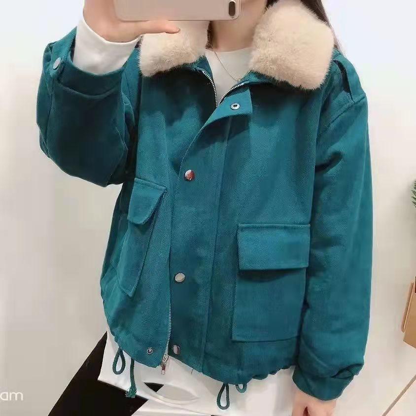 Petite Women's 2025 Winter Parka: Fleece-lined, Thickened Cotton Jacket with Fur Collar