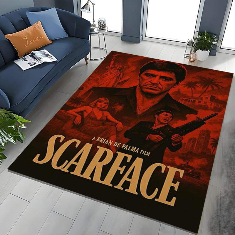 Tappeto Classico Scarface Tony Montana Movie Art per Camera da Letto Soggiorno Divano Decorazione Zerbino per Casa, Grande Tappeto Antiscivolo per Bambini