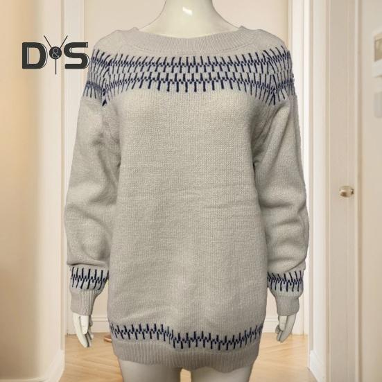 Vintage Damen Pullover Rundhals Langarm Farbblock Loose Pullover Pullover Mode Bequem Warm Strickmode Herbst Winter Gestrickte Kleidung