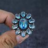 Natural Swiss Blue Topaz Gemstone 925 Sterling Silver Jewelry Ring Size 7 d4Q59