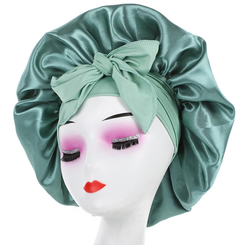 

Очень большая круглая шапочка для сна из атласной ленты - Широкие поля, эластичная защита для волос и красоты, банная шапочка One Size