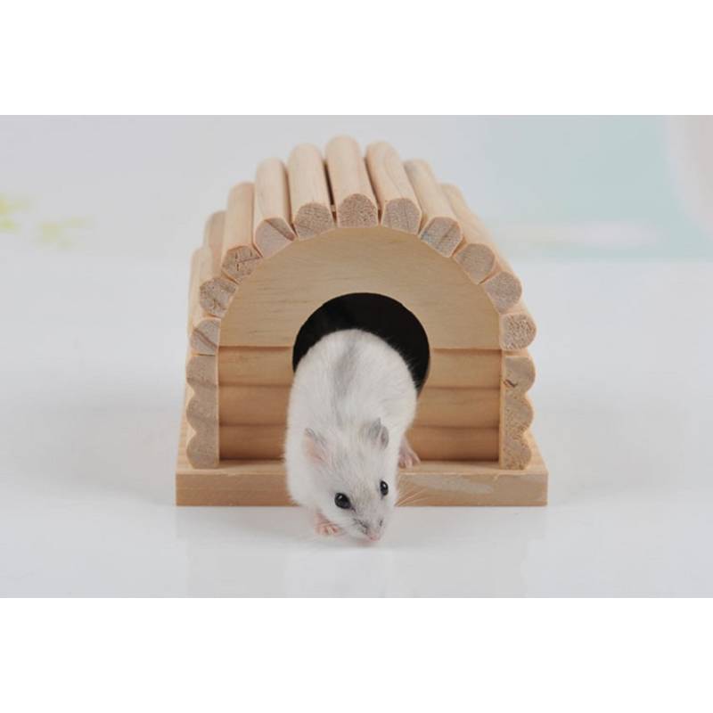 Hamster Wooden House Luxury Villa For Small Pets With Natural Wood Finish
