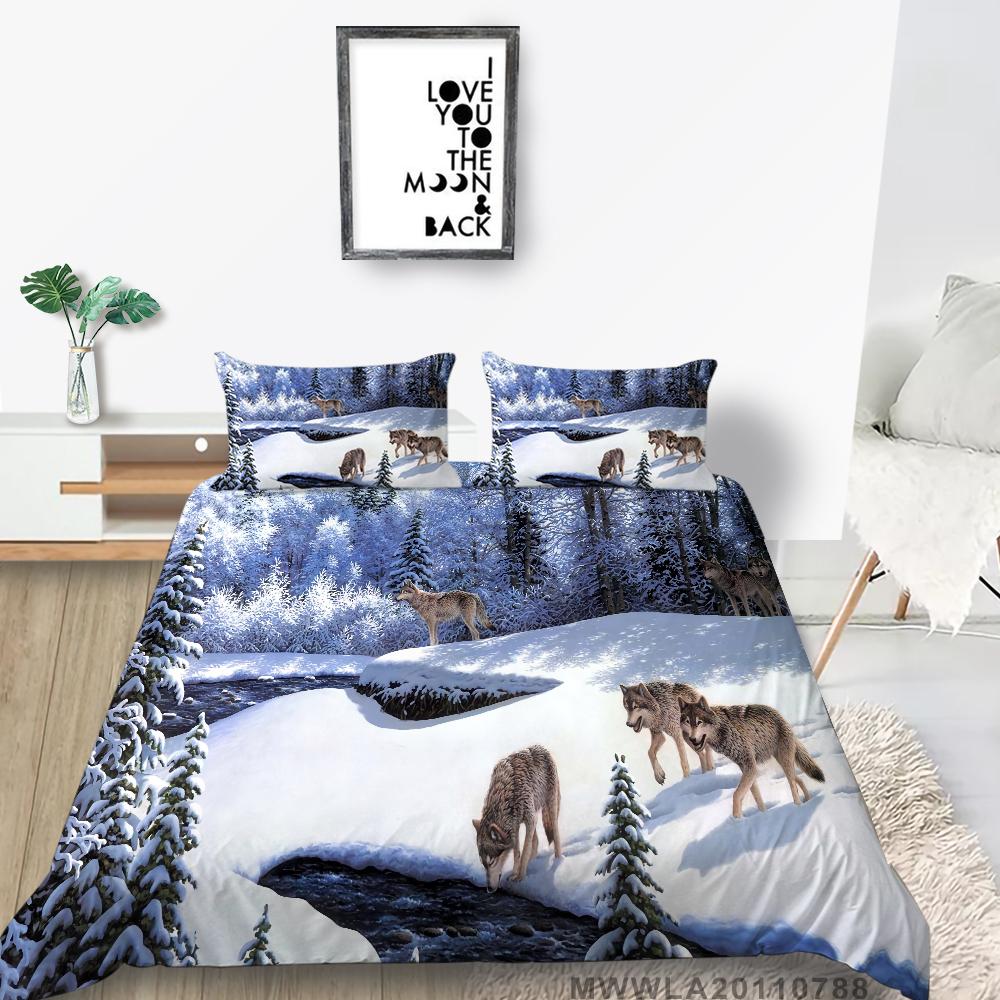 Duvet Cover Set with Pillowcase Wolf Painting Luxury Home Bed Clothes Unique Design Cool Bedding Cover Suit Fashionable