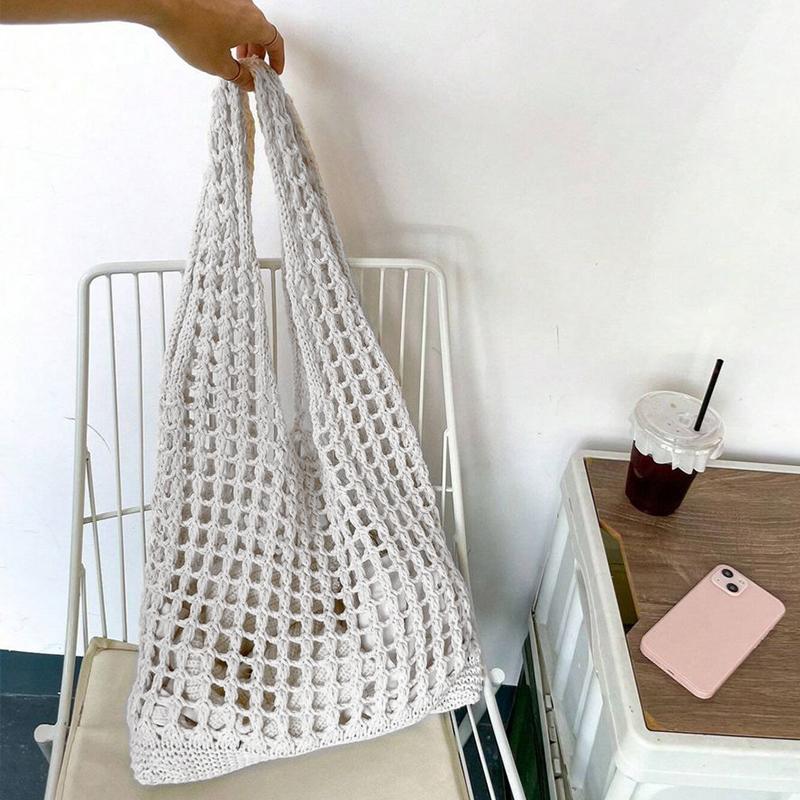 Yogodlns Fashion Crochet Bags for Women Summer Beach Tote Bag Aesthetic Totes Handbag Bohemian Woven Knit Shoulder Bag