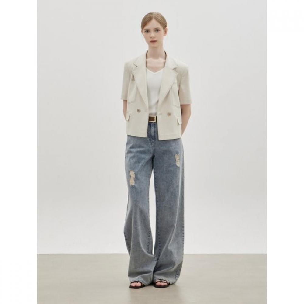 Cc Collect Half Sleeve Color Stitched Crop Jacket C262msf135