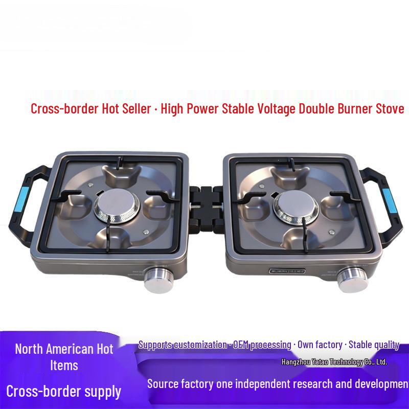 New Outdoor Double-Head Stove: Titanium Purple, Stable Pressure Design for Camping and Picnics