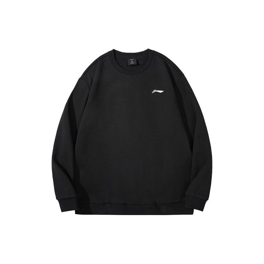 Li Ning Sweatshirts Unisex Black Crew Neck Moderate Regular AWDTD83-1