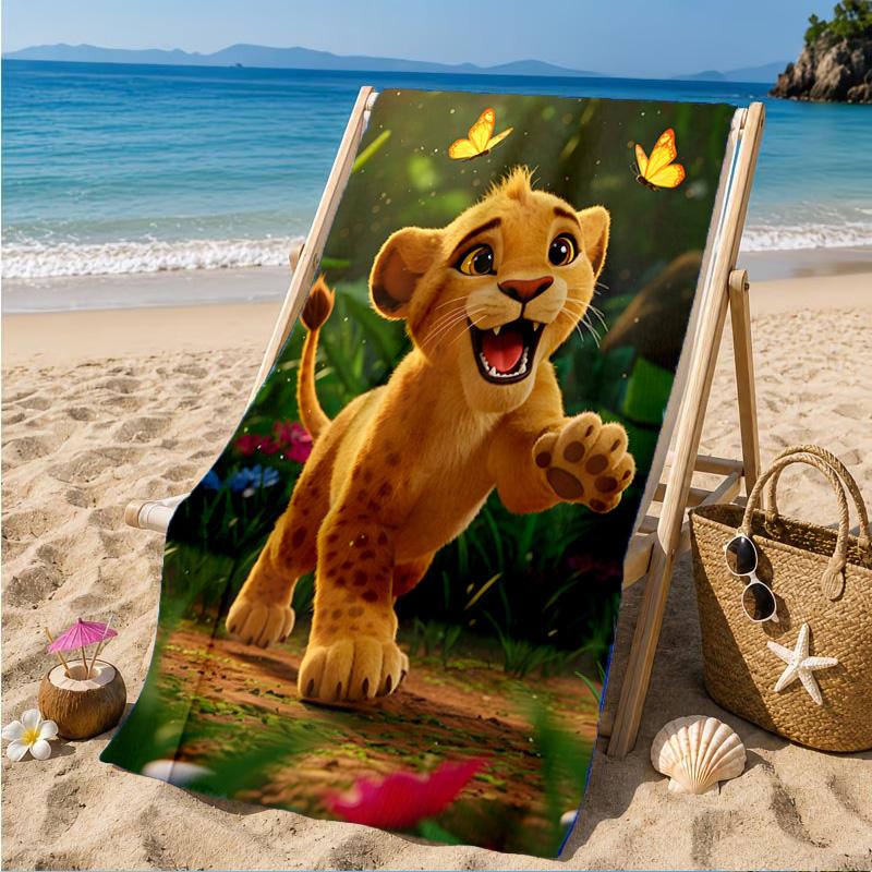 Lion king Artwork Printed Microfiber Beach Towel, Soft And Absorbent, Quick-Dry, Ideal for Summer Travel, Beach Essential, Swimming Pool