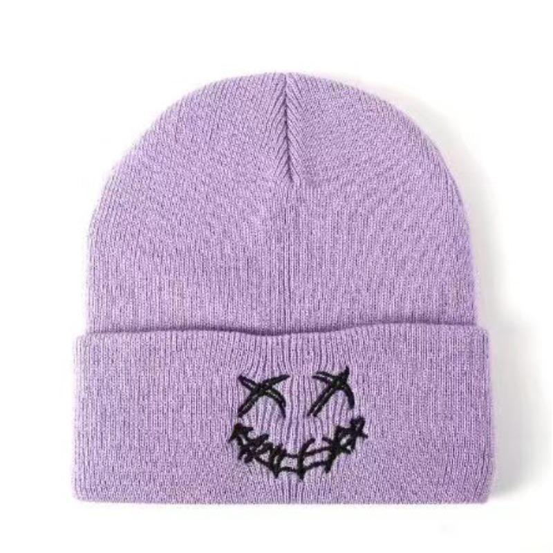 Buchstabenstickerei Strickmütze Herbst und Winter Mode Koreanischer Trend Vielseitige Wollmütze Pullovermütze für Damen und Herren Outdoor Thermomütze