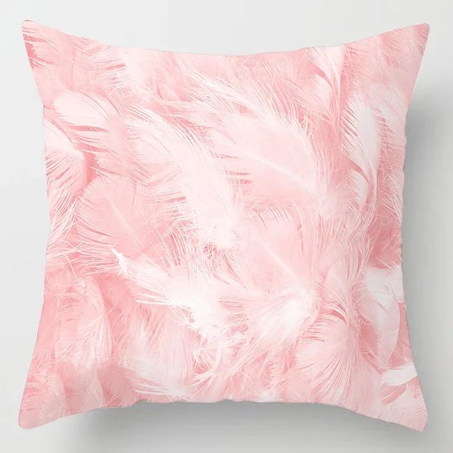 Pink Marble Mandala Peach Skin Pillow Case 2D Flat Printed Decorative Cushion Cover For Sofa Living Room Girl Bedroom Decor