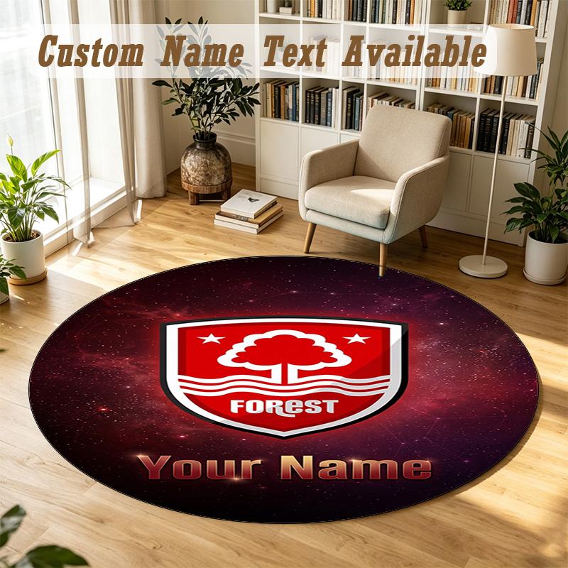 Round Rug Custom NameNottingham Forest FC Pattern Non Slip Carpet Home Floor Decor