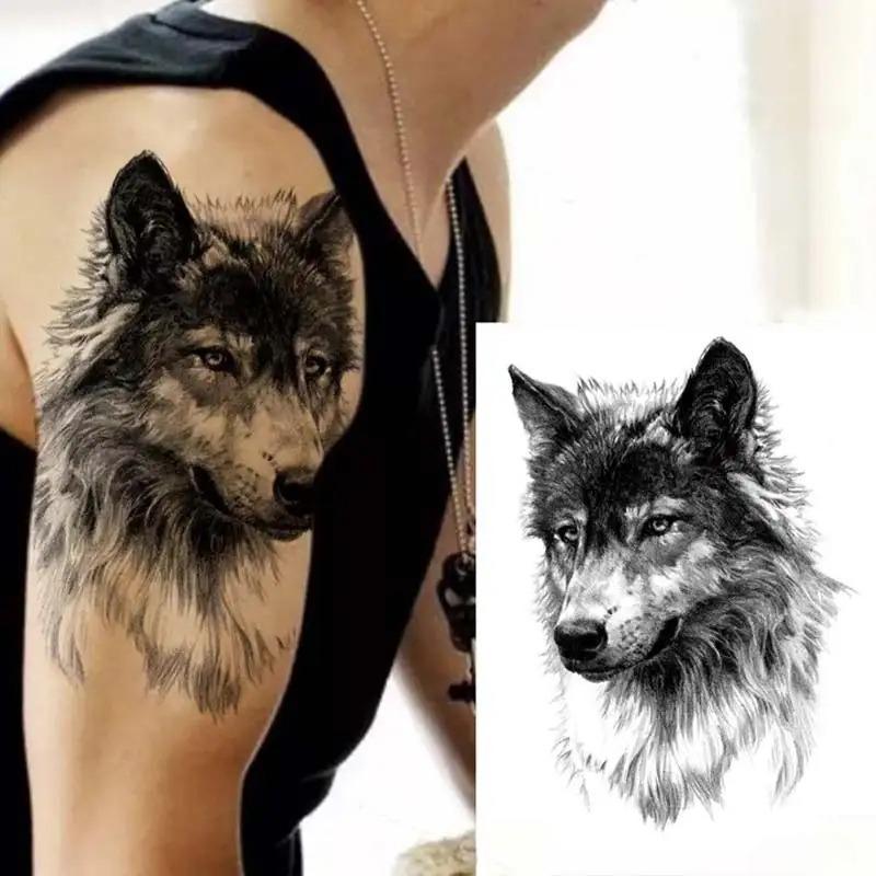 Waterproof  Men'S Temporary Tattoos Tiger Lion Wolf Fake Tattoo For Women Men Arm Legs Sleeve Body Makeup Sticker