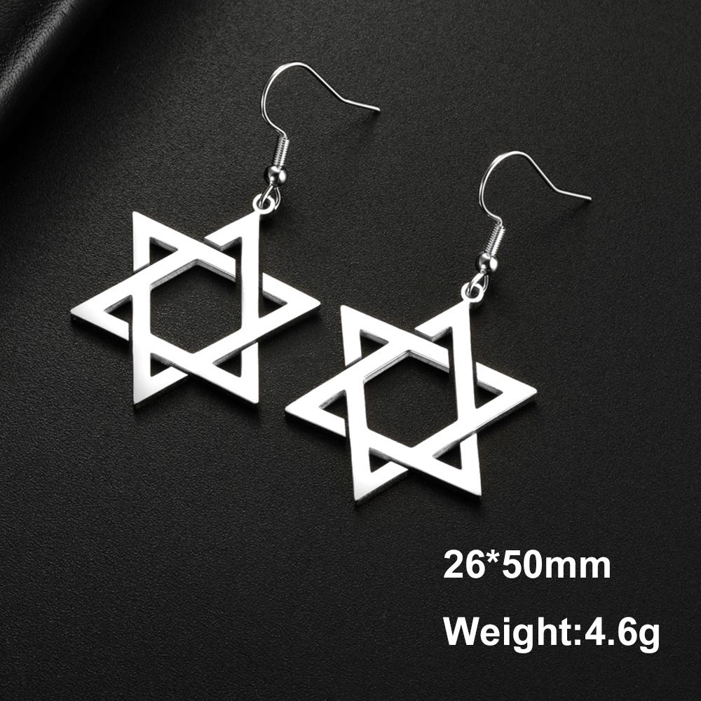 My Shape Star of David Pendant Earrings Stainless Steel Dangle Earrings Large Six Pointed Star Judaica Amulet Je Jewelry