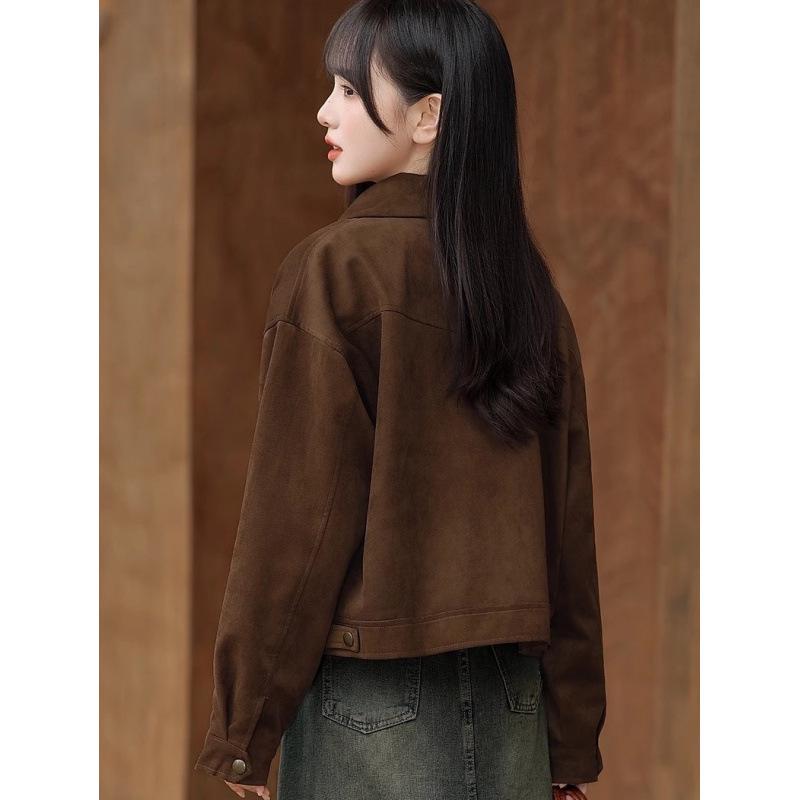 American Retro Petite Maillard Coffee Spring Jacket