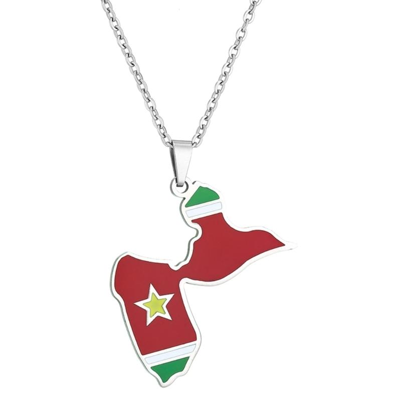 

France Guadeloupe Map Flag Necklace Unique Neck Chain Stylish Jewelry Collection Stainless Steel Party Birthday Gift