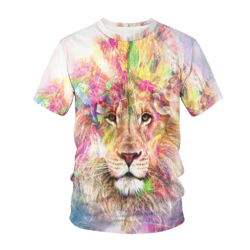 Summer Lion Tiger T shirt Animal 3d Print Men Women Fashion O-Neck Tshirts Male Top