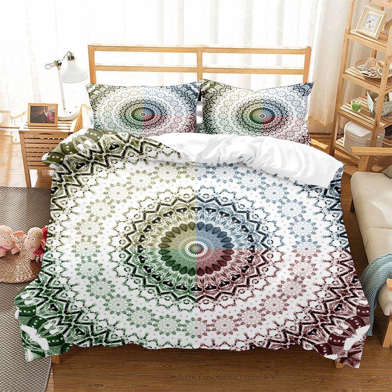 Set Husă de Plapumă Mandala Mărime King Queen Stil Boem Model Mandala Elefant Set de Lenjerie de Pat din Poliester pentru Băieți Fete Copii Adolescenți