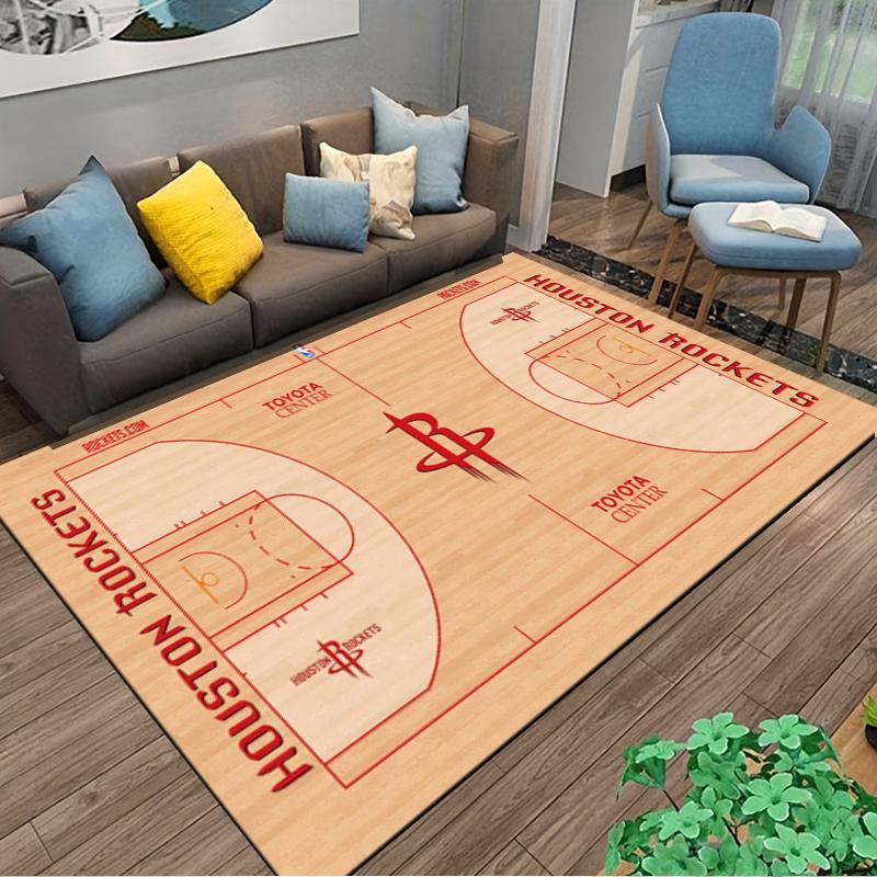 """Kobercový Basketballové Hřiště s Logem Houston Rockets Domácí Dekorace Koberec" Vhodný k použití jako protiskluzový pro obývací pokoj ložnici pohovky"""