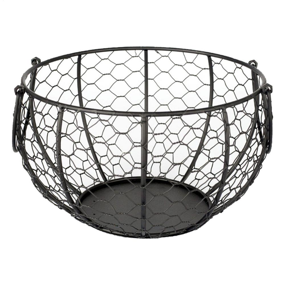 

Egg Storage Basket Metal Farmhouse Style Fruit Carrying Basket Egg Collector & Organizer Large Storage Basket for Kitchen чёрный
